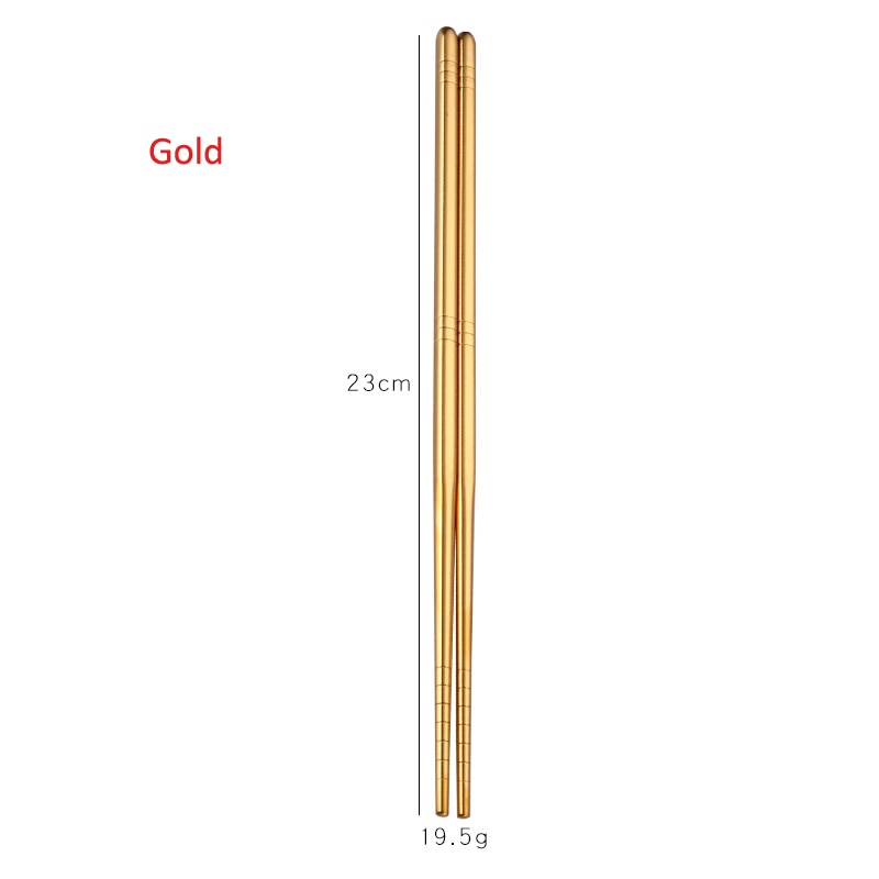 Gold Silver Pink Rainbow Chrome Reusable Stainless Steel Metal Chopsticks Non-Slip Novelty Chinese Chopsticks | 1 Pair