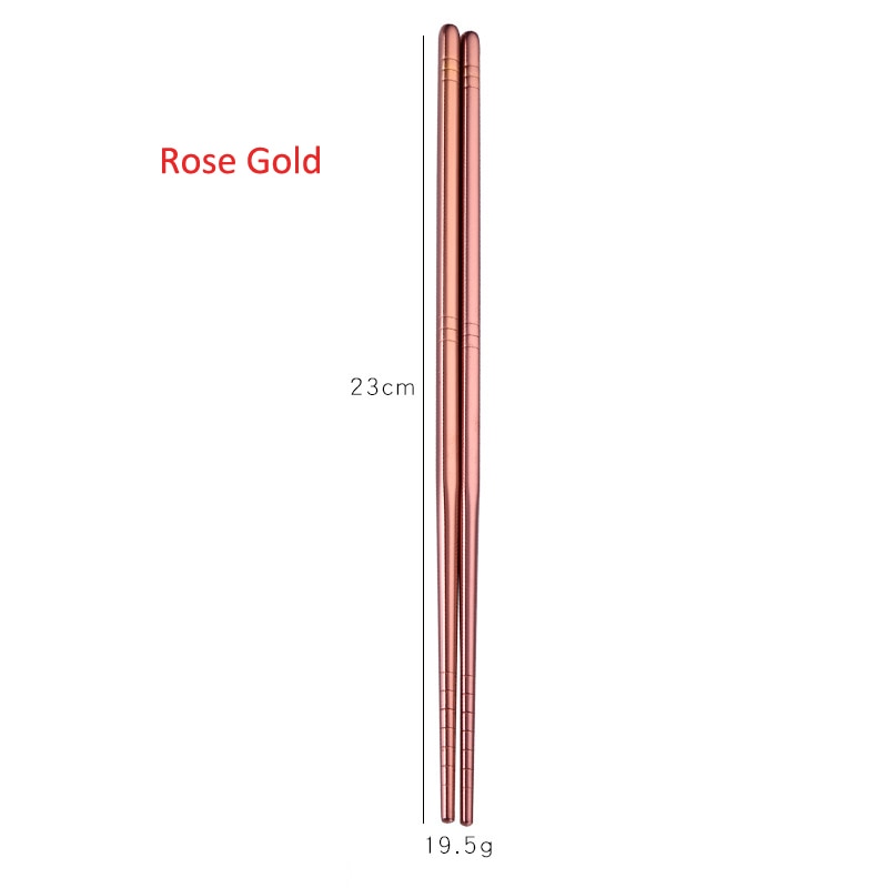 Gold Silver Pink Rainbow Chrome Reusable Stainless Steel Metal Chopsticks Non-Slip Novelty Chinese Chopsticks | 1 Pair