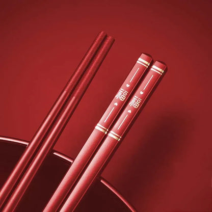 Red Heart Metal Chopsticks |  Luxury Chinese New Year Gift - 1 Pc