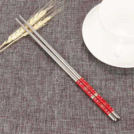 Chinese Decoration Stainless Steel Chopsticks (1 Pair)